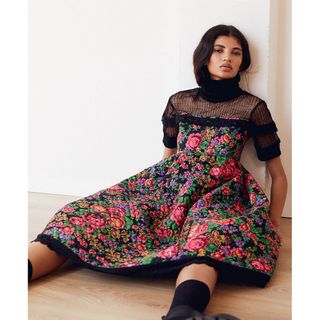 Zaitegui + Black Floral Padded Dress