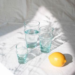 Socco Handmade + Set of 6 Recycled Glass Beldi Drinking Glasses
