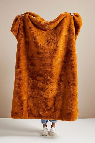 Anthropologie + Hibernal Faux Fur Throw Blanket