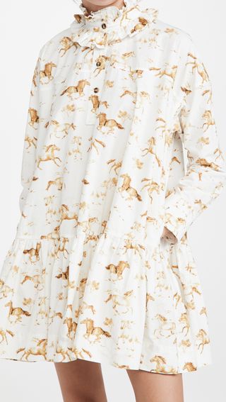 Ganni + Printed Cotton Poplin Dress