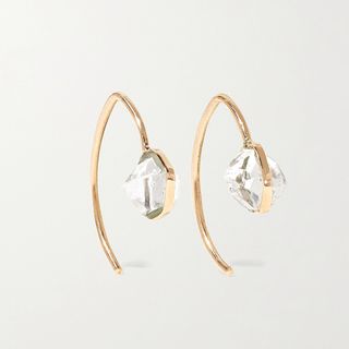 Melissa Joy Manning + Mini Wishbone 14-Karat Gold Herkimer Diamond Earrings