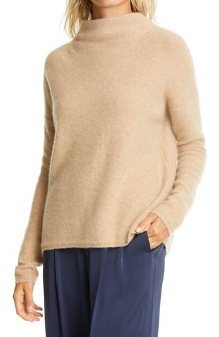 Vince + Funnel Neck Boiled Cashmere Sweater