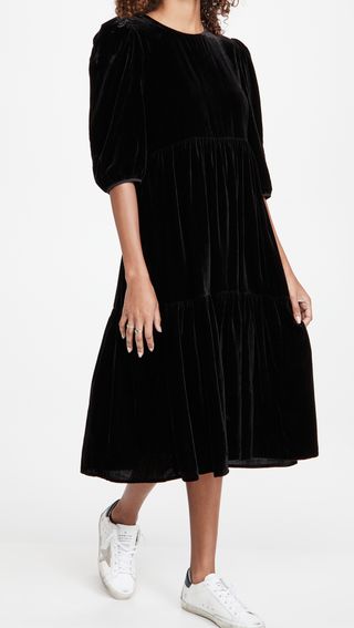 WAYF + Channing Tie Back Tiered Midi Dress