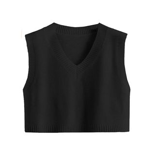 Romwe + Knitted Cotton V-Neck Vest