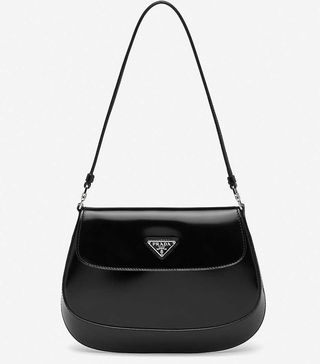 Prada + Cleo Flap-Front Brushed Leather Shoulder Bag