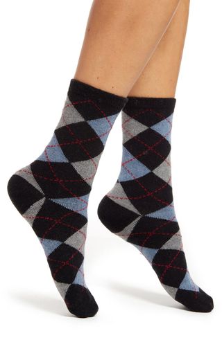 Nordstrom + Cashmere Blend Argyle Crew Socks