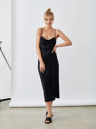 Omnes + Riviera Cami Slip Midi Dress in Black