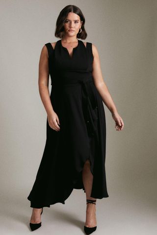 Karen Millen + Curve Soft Tailored Waterfall Dress