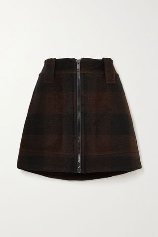 Ganni + Checked Wool-Blend Mini Skirt