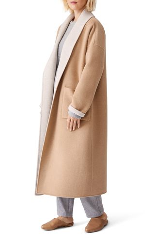 Eileen Fisher + Open Shawl Collar Coat