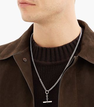 Bottega Veneta + T-Bar Curb-Chain Silver Necklace