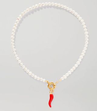 Timeless Pearly + Gold-Tone, Pearl and Enamel Necklace