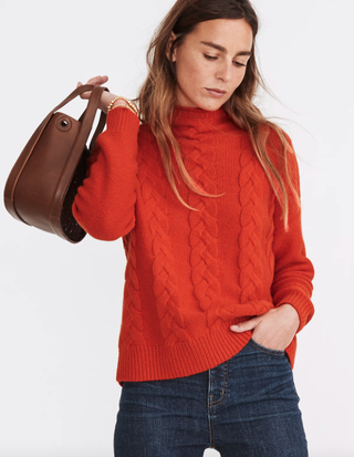 Madewell + Grenville Cableknit Mockneck Sweater