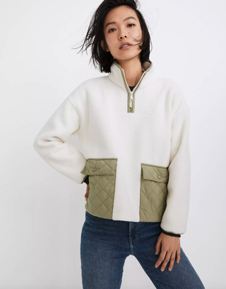 Madewell + (Re)sourced Fleece Quilted-Pocket Popover Jacket