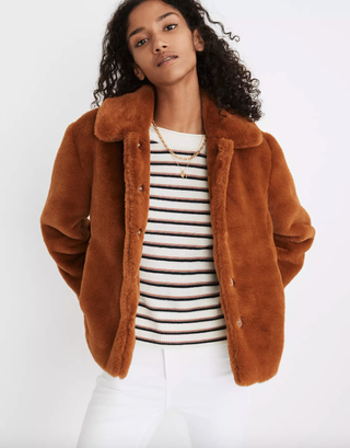 Madewell + Faux-Fur Crop Coat