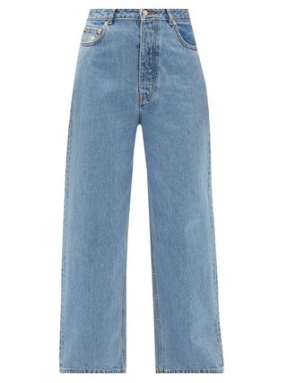 Ganni + Washed High-Rise Wide-Leg Jeans