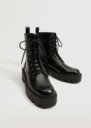 Mango + Lace-Up Track Sole Boots