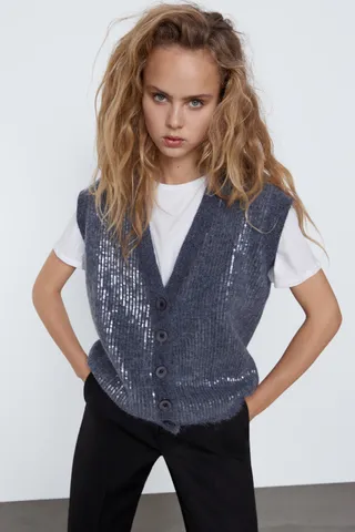 Zara + Knit Sequin Vest
