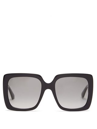 Gucci + Crystal-Logo Oversized-Square Acetate Sunglasses