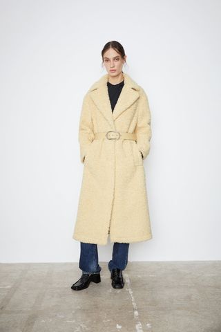 Zara + Faux Shearling Coat Limited Edition