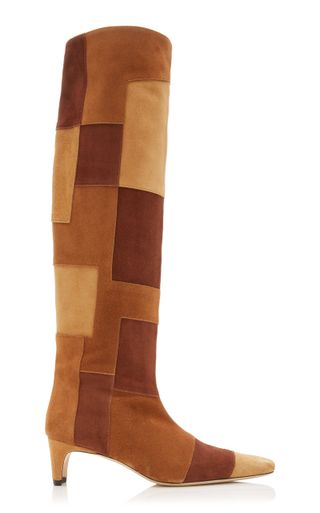 Staud + Wally Patchwork Suede Knee-High Boots