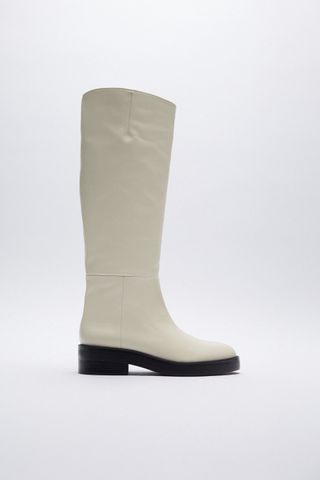 Zara + Flat Leather Boot