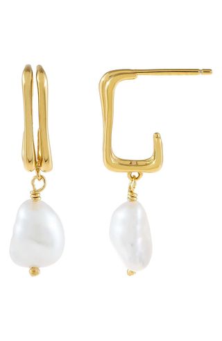 Adina's Jewels + Imitation Pearl Double Hoop Earrings
