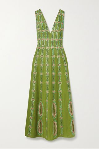 Le Sirenuse Positano + Nellie Embroidered Maxi Dress