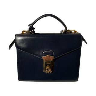 Vintage Prada + Navy Leather Box Bag
