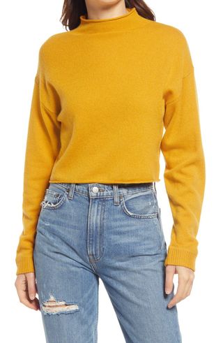 Reformation + Cashmere & Wool Crop Roll Neck Sweater