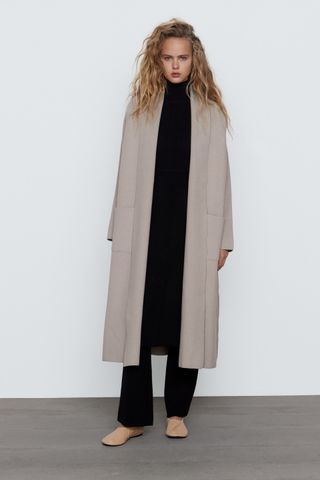 Zara + Long Knit Coat
