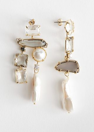 & Other Stories + Rhinestone Pearl Hanging Earrings
