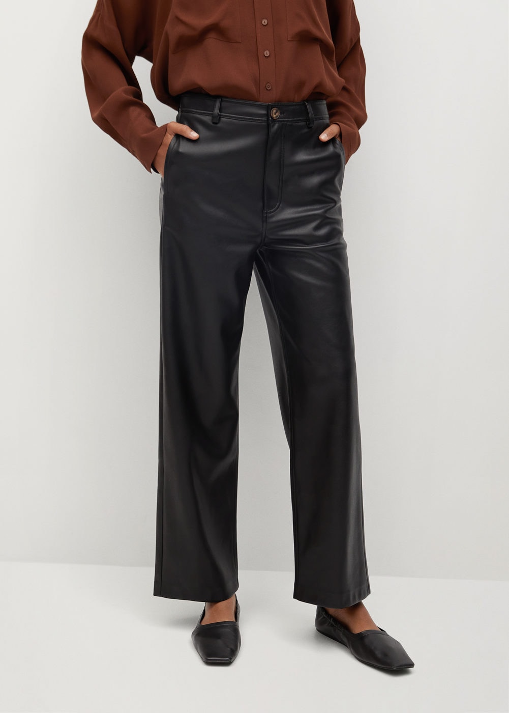 Mango + Faux Leather Culotte Pants