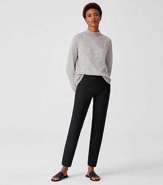 Eileen Fisher + Washable Stretch Crepe Pant With Wide Yoke