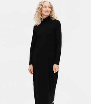 Eileen Fisher + Viscose Jersey Scrunch Neck Dress