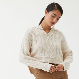 Urban Outfitters + Hazel Notch Neck Cable Knit Sweater