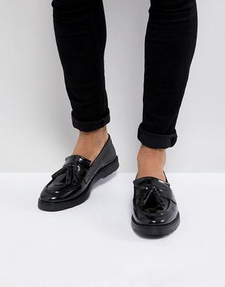 ASOS + Design Tassel Loafers in Black Leather