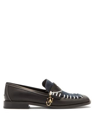 Jw Anderson + Topstitched Leather and Suede Loafers