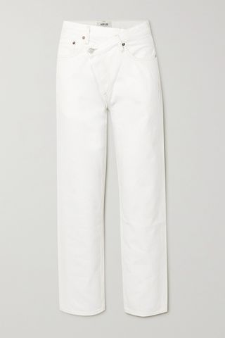 Agolde + Criss Cross Upsized Mid-Rise Wide-Leg Jeans in White