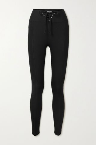 Year of Ours + Football Lace-Up Ribbed Stretch-Jersey Leggings