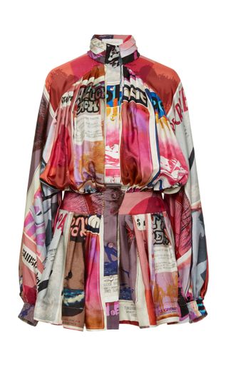 Zimmermann + Wavelength Ruffled Printed Silk Dress