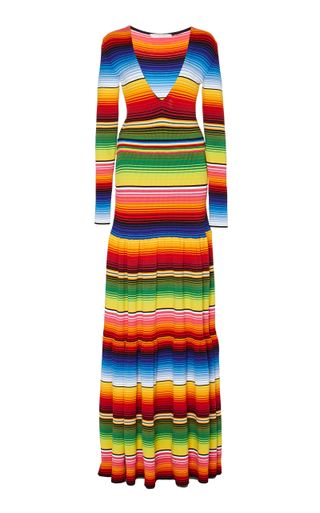 Carolina Herrera + Striped Cotton-Blend Maxi Dress