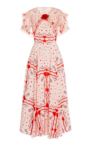 Rodarte + Appliquéd Ruffled Printed Silk-Chiffon Maxi Dress