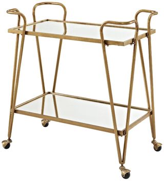 Linon + Gina Mid-Century Bar Cart, Gold