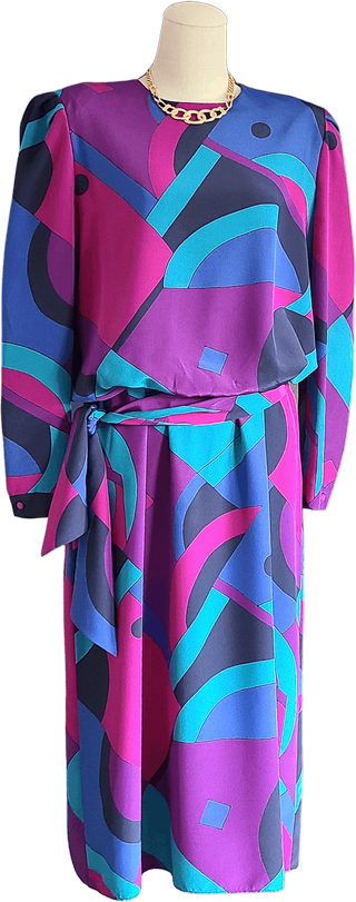 Thrilling + 80's Jewel Tone Blouson Midi Dress