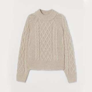 H&M + Beaded Cable-Knit Sweater