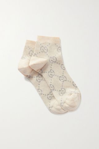 Gucci + Metallic Cotton-Blend Jacquard-Knit Socks