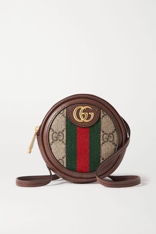 Gucci + Ophidia Circle Mini Textured Leather-Trimmed Printed Coated-Canvas Shoulder Bag