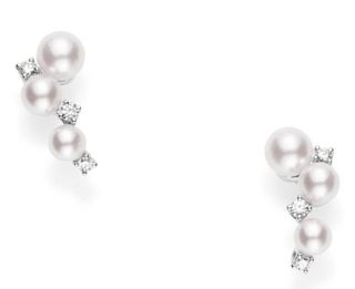 Mikimoto + Pearl & Diamond Cluster Earrings