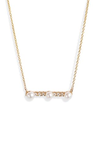 Dana Rebecca Designs + Pearl Ivy Diamond & Pearl Bar Pendant Necklace